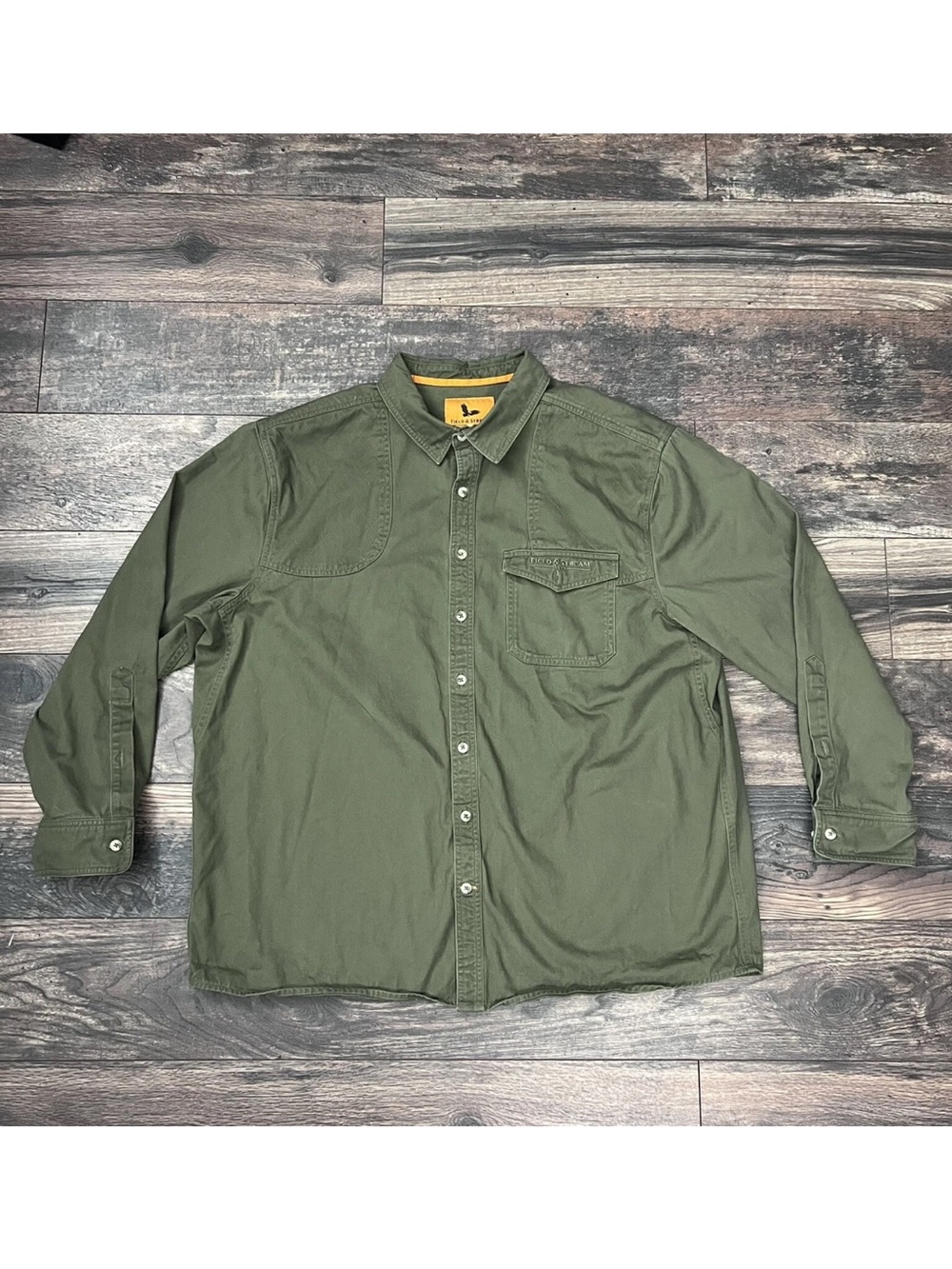 Field & Stream Men’s 2XL Army Green Heavy Button Down Long Sleeve Shirt
